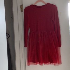 5/$25. Cat & Jack girls Large 10/12 red dress -velvet & tulle feel, gold accents